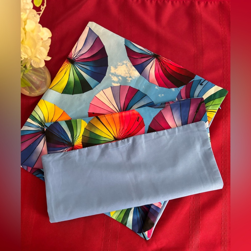 Colorful Umbrella Print Accent Pillow Covers(2) NWOT